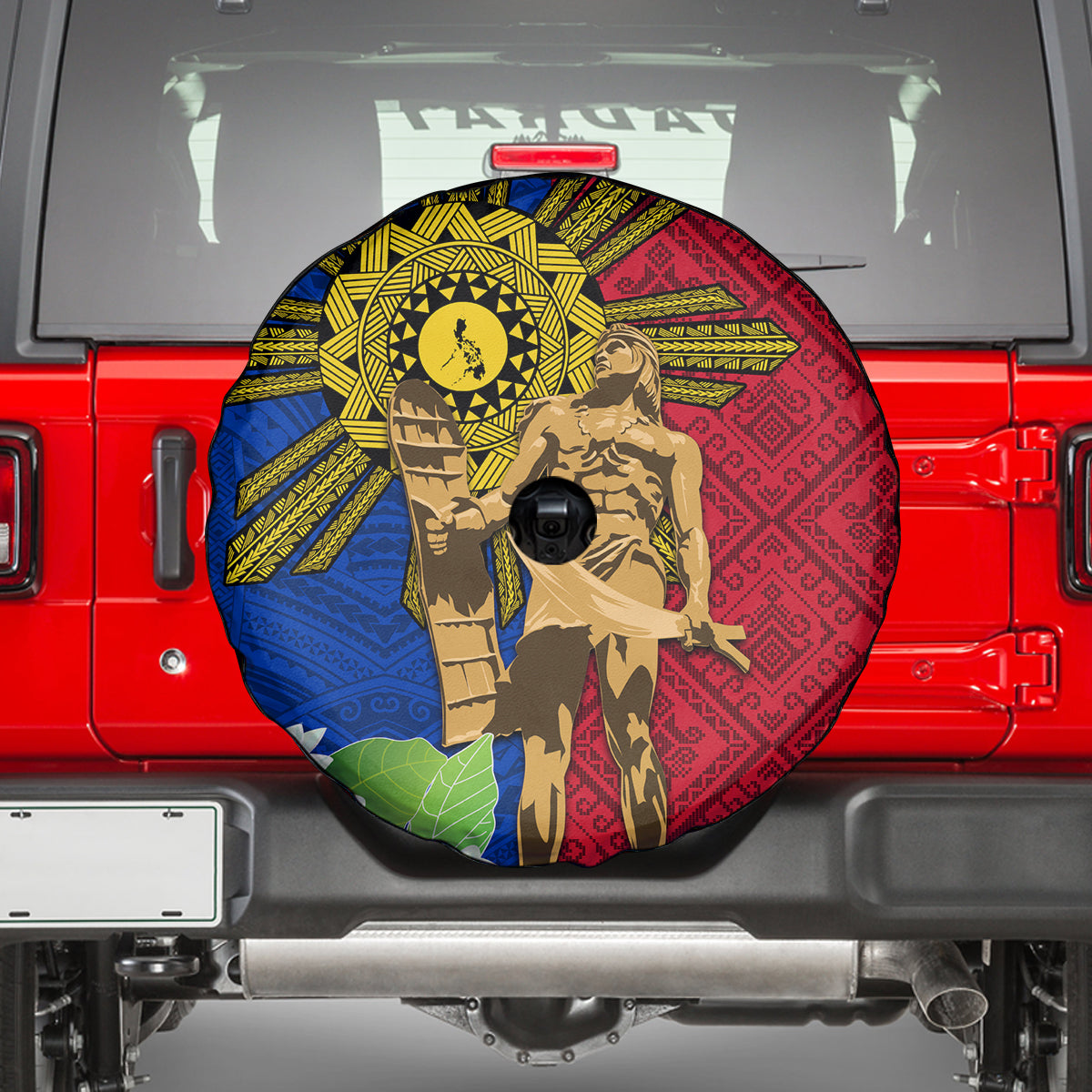 Philippines Lapu Lapu King Jasmine Flowers Spare Tire Cover Filipino Sun Tattoo LT03 - Polynesian Pride