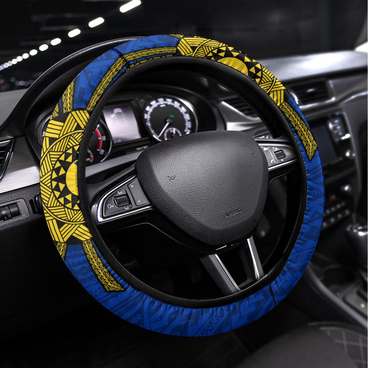 Philippines Lapu Lapu King Jasmine Flowers Steering Wheel Cover Filipino Sun Tattoo LT03 Universal Fit Red - Polynesian Pride