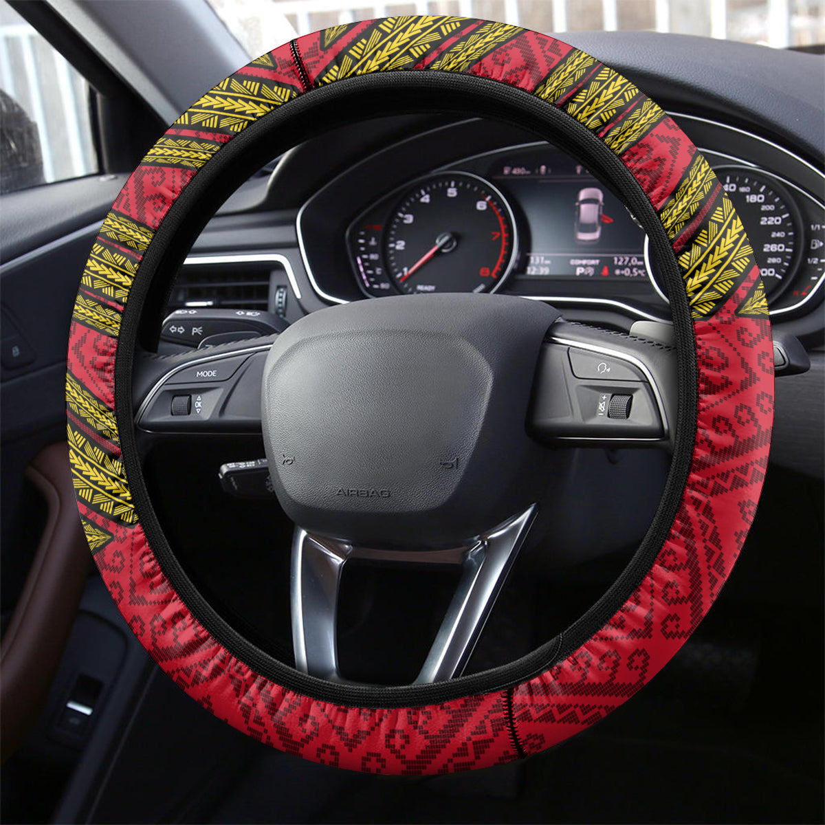 Philippines Lapu Lapu King Jasmine Flowers Steering Wheel Cover Filipino Sun Tattoo LT03 - Polynesian Pride