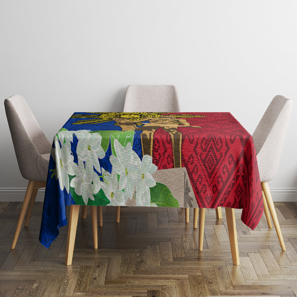Philippines Lapu Lapu King Jasmine Flowers Tablecloth Filipino Sun Tattoo LT03 - Polynesian Pride