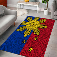 Philippines Sun Batok Tattoo Area Rug Polynesian and Yakan Pattern LT03 - Polynesian Pride