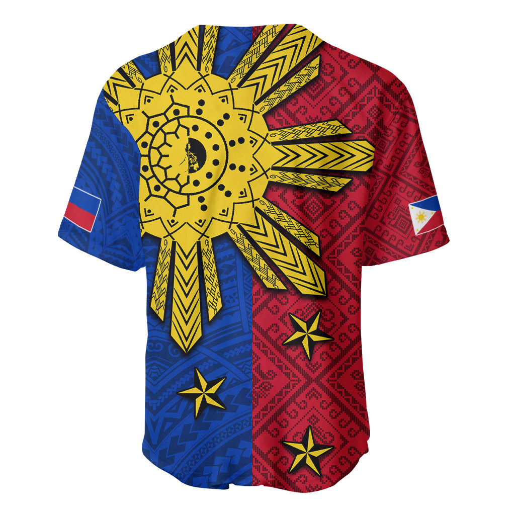 Philippines Sun Batok Tattoo Baseball Jersey Polynesian and Yakan Pattern LT03 - Polynesian Pride