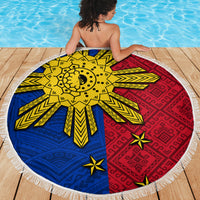 Philippines Sun Batok Tattoo Beach Blanket Polynesian and Yakan Pattern LT03 - Polynesian Pride