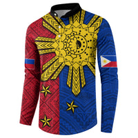 Philippines Sun Batok Tattoo Button Sweatshirt Polynesian and Yakan Pattern LT03 - Polynesian Pride