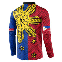 Philippines Sun Batok Tattoo Button Sweatshirt Polynesian and Yakan Pattern LT03 - Polynesian Pride