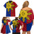 Philippines Sun Batok Tattoo Family Matching Off Shoulder Short Dress and Hawaiian Shirt Polynesian and Yakan Pattern