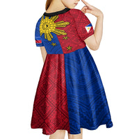 Philippines Sun Batok Tattoo Kid Short Sleeve Dress Polynesian and Yakan Pattern LT03 - Polynesian Pride