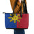 Philippines Sun Batok Tattoo Leather Tote Bag Polynesian and Yakan Pattern