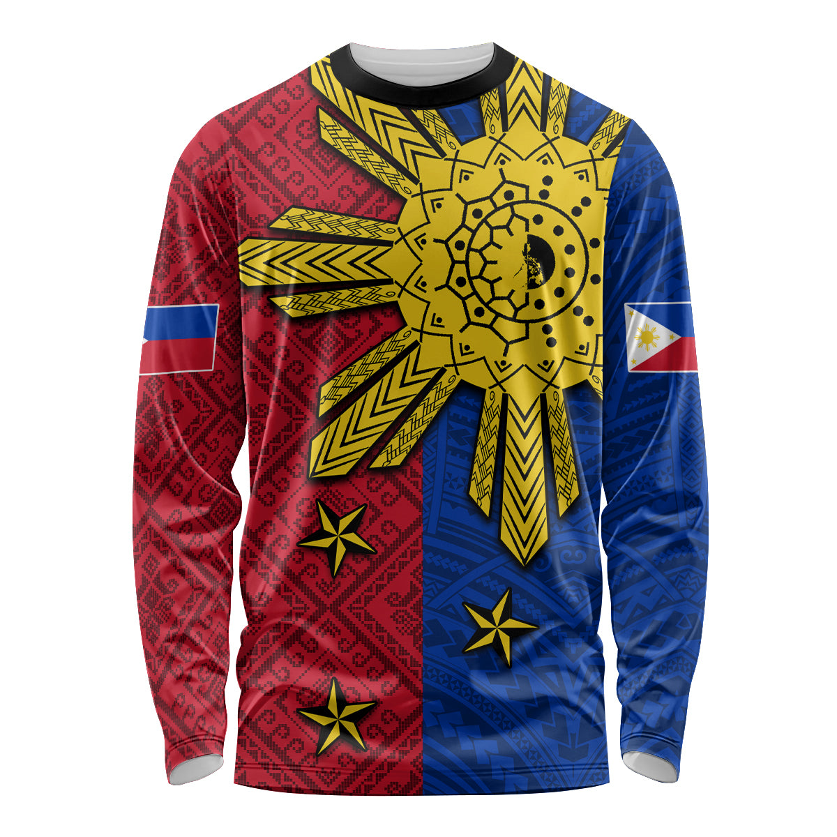 Philippines Sun Batok Tattoo Long Sleeve Shirt Polynesian and Yakan Pattern LT03 Unisex Red - Polynesian Pride