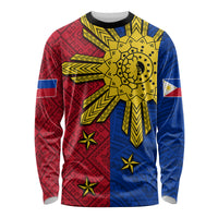 Philippines Sun Batok Tattoo Long Sleeve Shirt Polynesian and Yakan Pattern LT03 Unisex Red - Polynesian Pride