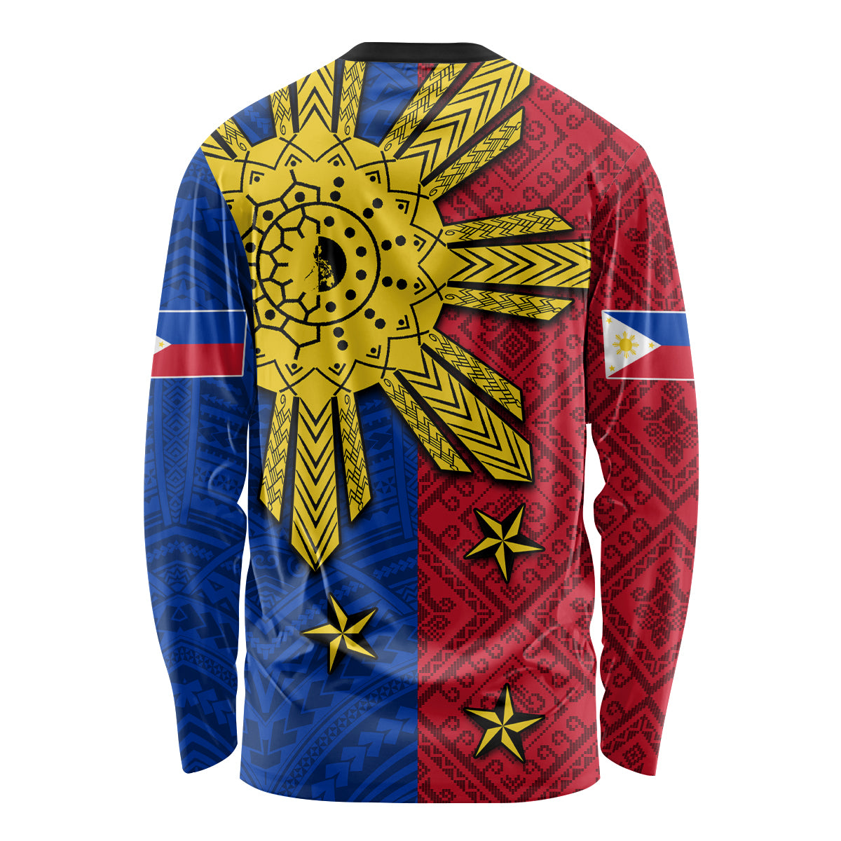 Philippines Sun Batok Tattoo Long Sleeve Shirt Polynesian and Yakan Pattern LT03 - Polynesian Pride