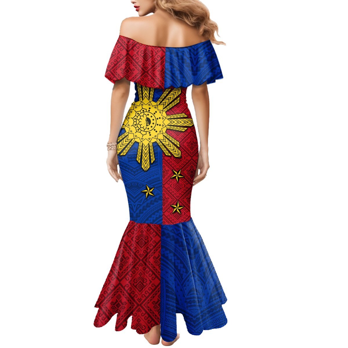 Philippines Sun Batok Tattoo Mermaid Dress Polynesian and Yakan Pattern LT03 - Polynesian Pride