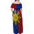 Philippines Sun Batok Tattoo Off Shoulder Maxi Dress Polynesian and Yakan Pattern