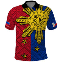 Philippines Sun Batok Tattoo Polo Shirt Polynesian and Yakan Pattern LT03 Red - Polynesian Pride