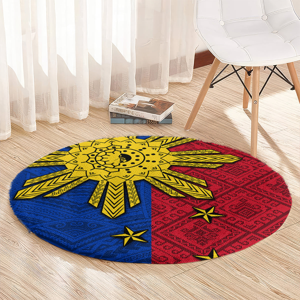 Philippines Sun Batok Tattoo Round Carpet Polynesian and Yakan Pattern LT03 - Polynesian Pride