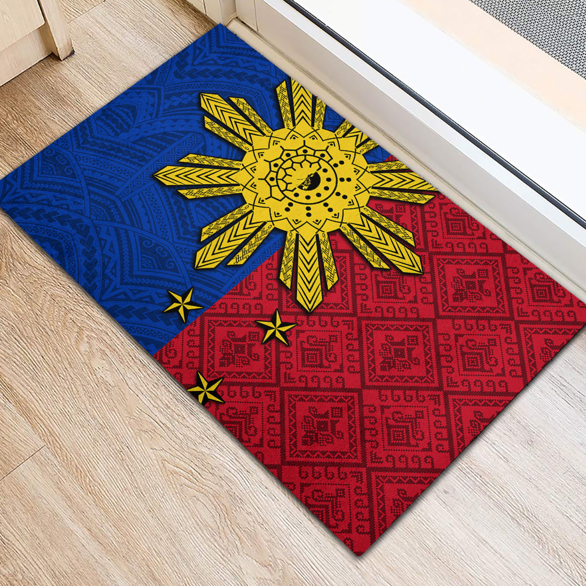 Philippines Sun Batok Tattoo Rubber Doormat Polynesian and Yakan Pattern LT03 - Polynesian Pride