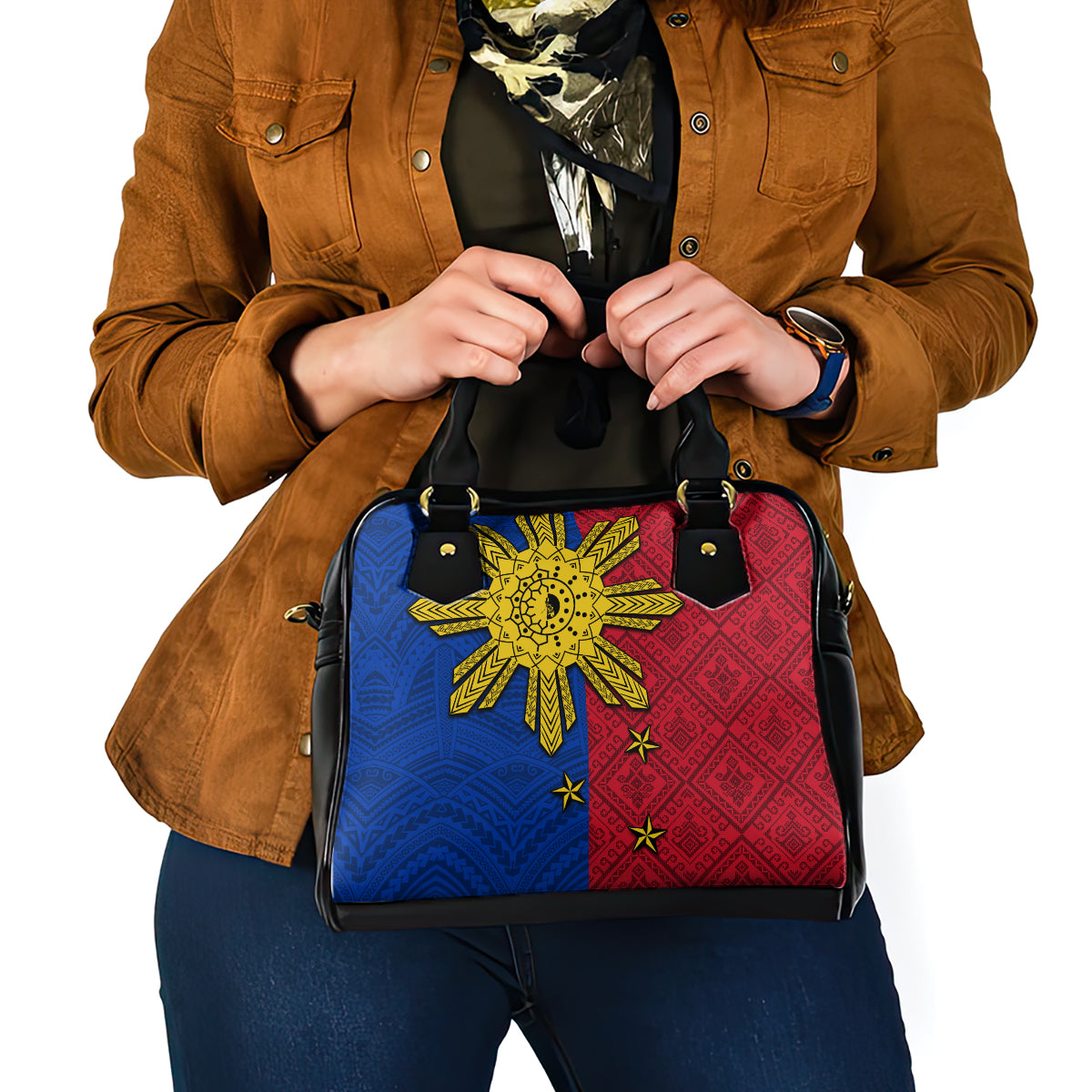Philippines Sun Batok Tattoo Shoulder Handbag Polynesian and Yakan Pattern LT03 - Polynesian Pride