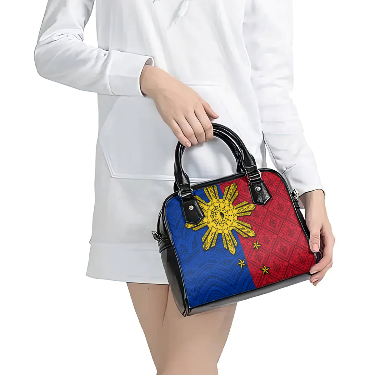 Philippines Sun Batok Tattoo Shoulder Handbag Polynesian and Yakan Pattern LT03 - Polynesian Pride