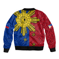 Philippines Sun Batok Tattoo Sleeve Zip Bomber Jacket Polynesian and Yakan Pattern LT03 - Polynesian Pride