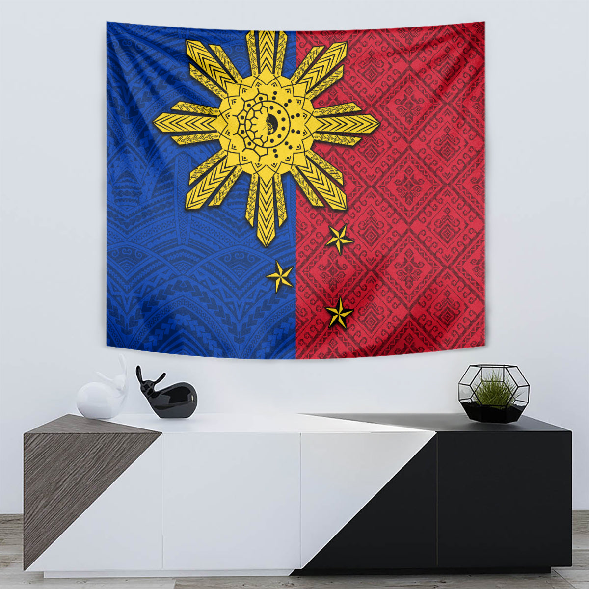 Philippines Sun Batok Tattoo Tapestry Polynesian and Yakan Pattern LT03 - Polynesian Pride