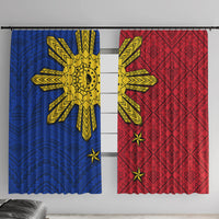 Philippines Sun Batok Tattoo Window Curtain Polynesian and Yakan Pattern LT03 With Hooks Red - Polynesian Pride
