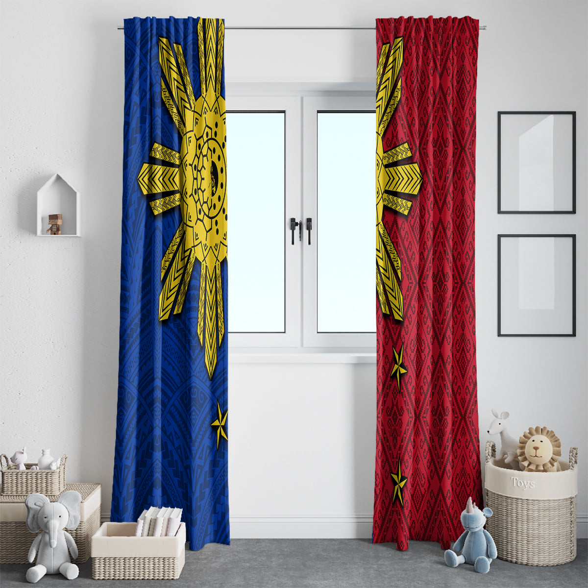 Philippines Sun Batok Tattoo Window Curtain Polynesian and Yakan Pattern LT03 - Polynesian Pride
