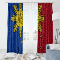 Philippines Sun Batok Tattoo Window Curtain Polynesian and Yakan Pattern LT03 - Polynesian Pride
