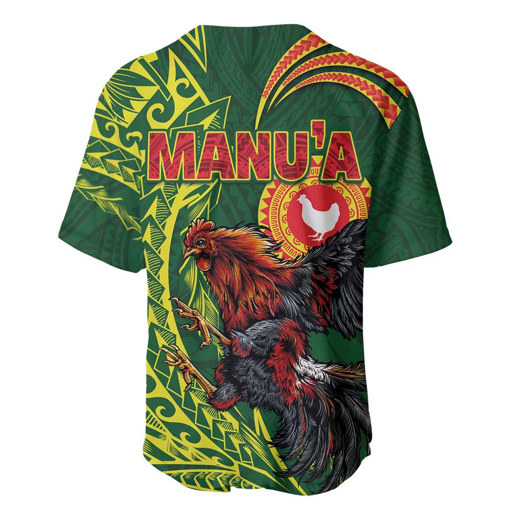 Proud of Manu'a Islands Baseball Jersey Rooster and Polynesian Art Wing Style LT03 - Polynesian Pride