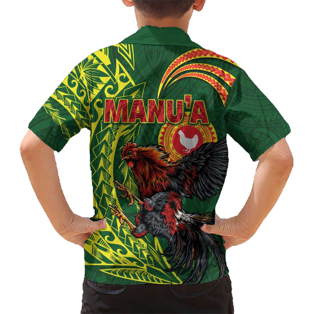 Proud of Manu'a Islands Kid Hawaiian Shirt Rooster and Polynesian Art Wing Style LT03 - Polynesian Pride