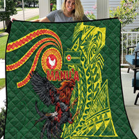 Proud of Manu'a Islands Quilt Rooster and Polynesian Art Wing Style LT03 Green - Polynesian Pride