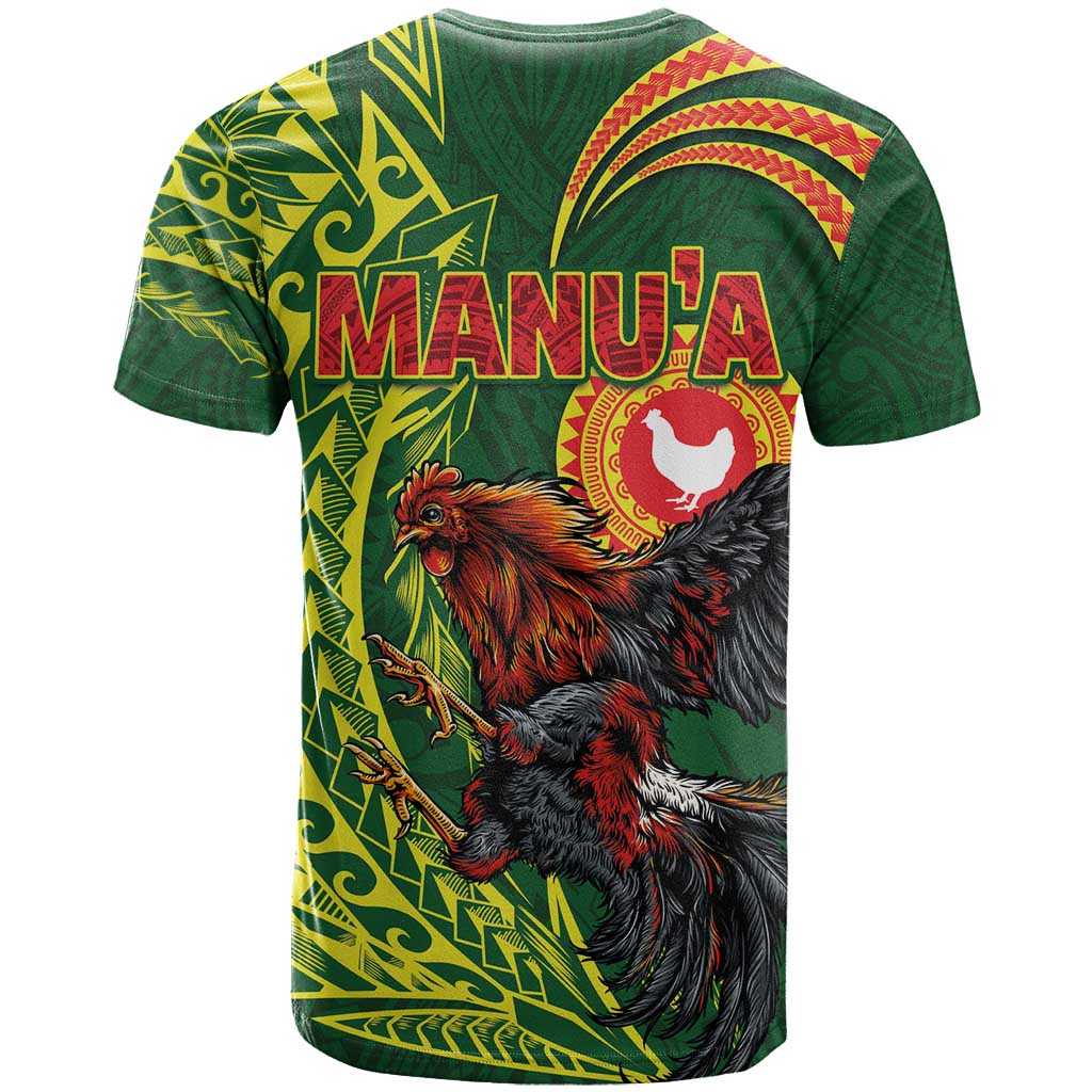 Proud of Manu'a Islands T Shirt Rooster and Polynesian Art Wing Style LT03 - Polynesian Pride
