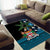 Fiji Day Area Rug Palm Tree With Plumeria Tapa Tribal Pattern