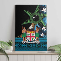 Fiji Day Canvas Wall Art Palm Tree With Plumeria Tapa Tribal Pattern LT03 - Polynesian Pride