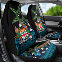 Fiji Day Car Seat Cover Palm Tree With Plumeria Tapa Tribal Pattern LT03 - Polynesian Pride