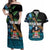 Fiji Day Couples Matching Off Shoulder Maxi Dress and Hawaiian Shirt Palm Tree With Plumeria Tapa Tribal Pattern