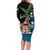 Fiji Day Family Matching Long Sleeve Bodycon Dress and Hawaiian Shirt Palm Tree With Plumeria Tapa Tribal Pattern