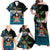 Fiji Day Family Matching Off Shoulder Maxi Dress and Hawaiian Shirt Palm Tree With Plumeria Tapa Tribal Pattern