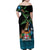 Fiji Day Family Matching Off Shoulder Maxi Dress and Hawaiian Shirt Palm Tree With Plumeria Tapa Tribal Pattern