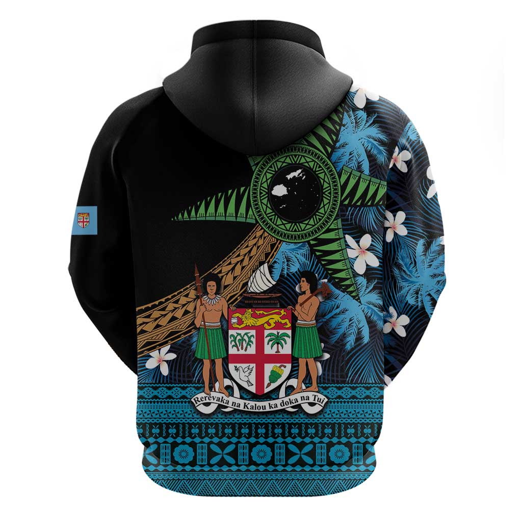 Fiji Day Hoodie Palm Tree With Plumeria Tapa Tribal Pattern LT03 - Polynesian Pride
