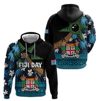 Fiji Day Hoodie Palm Tree With Plumeria Tapa Tribal Pattern LT03 - Polynesian Pride