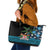 Fiji Day Leather Tote Bag Palm Tree With Plumeria Tapa Tribal Pattern