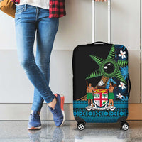 Fiji Day Luggage Cover Palm Tree With Plumeria Tapa Tribal Pattern LT03 - Polynesian Pride