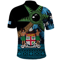 Fiji Day Polo Shirt Palm Tree With Plumeria Tapa Tribal Pattern LT03 - Polynesian Pride