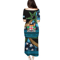 Fiji Day Puletasi Palm Tree With Plumeria Tapa Tribal Pattern LT03 - Polynesian Pride