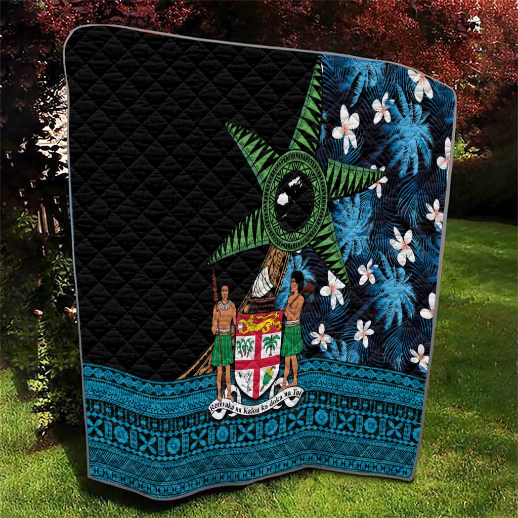 Fiji Day Quilt Palm Tree With Plumeria Tapa Tribal Pattern LT03 - Polynesian Pride