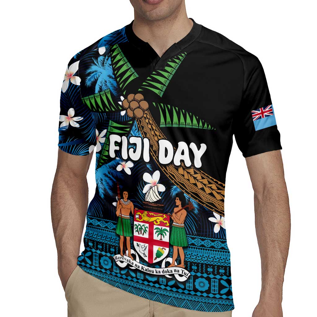 Fiji Day Rugby Jersey Palm Tree With Plumeria Tapa Tribal Pattern LT03 - Polynesian Pride