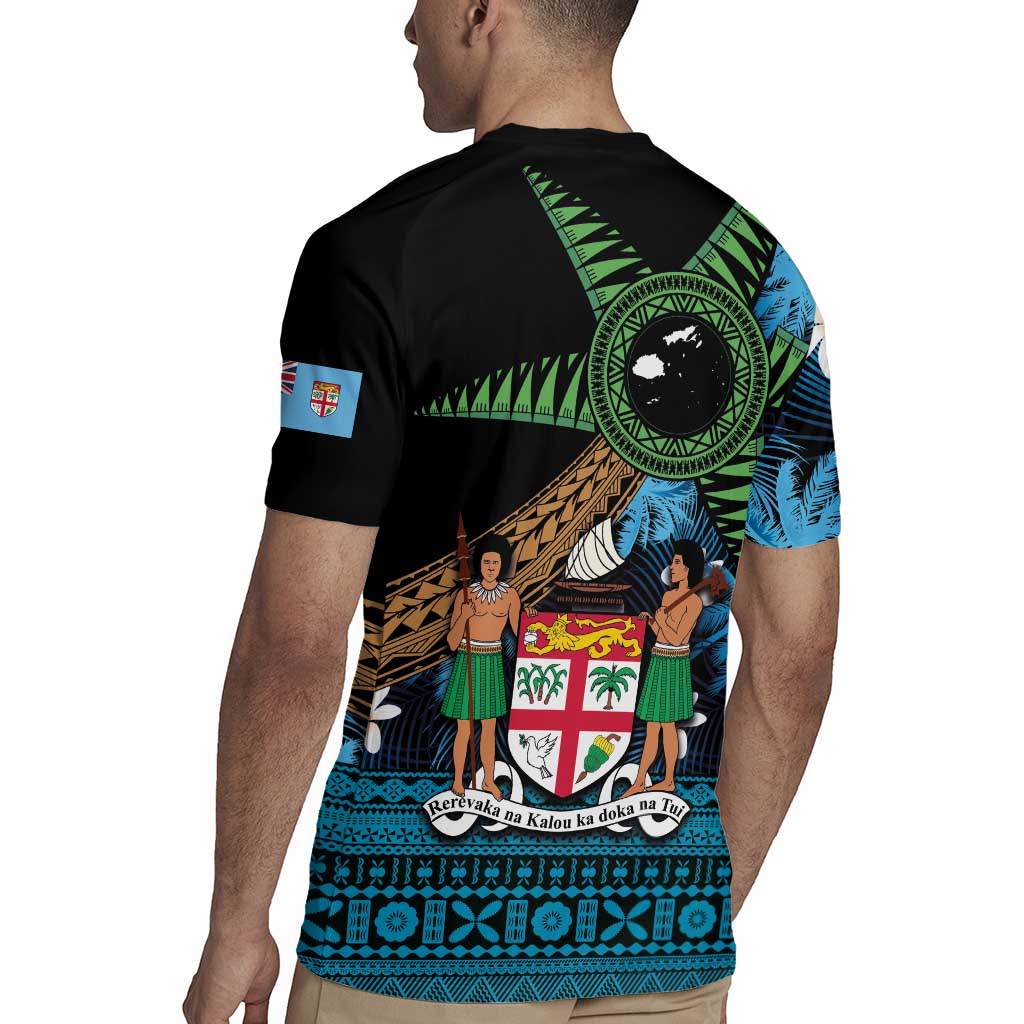 Fiji Day Rugby Jersey Palm Tree With Plumeria Tapa Tribal Pattern LT03 - Polynesian Pride