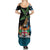 Fiji Day Summer Maxi Dress Palm Tree With Plumeria Tapa Tribal Pattern