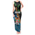 Fiji Day Tank Maxi Dress Palm Tree With Plumeria Tapa Tribal Pattern