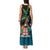 Fiji Day Tank Maxi Dress Palm Tree With Plumeria Tapa Tribal Pattern